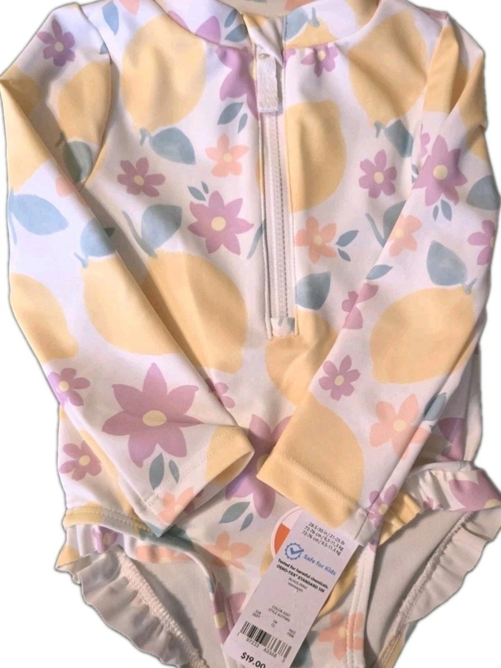 Carter's Girls 12M UV Sun Suit 1-Piece Long Sleeve Zip Floral Multicolor NWT